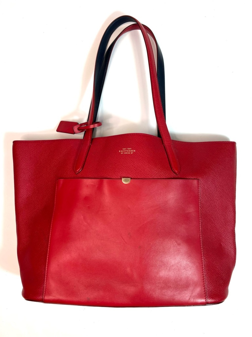 Smythson of Bond St. Red Leather Tote Bag